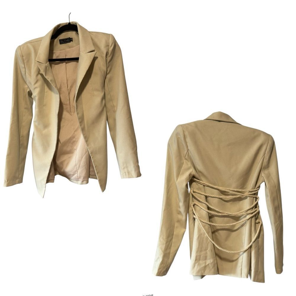 Revolve Blithe L.A. Butter Tan Rope Lace Up Back Blazer